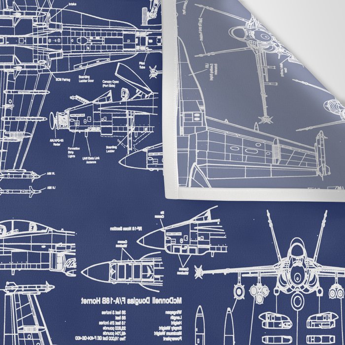 F-18 Blueprints Wall Tapestry Gallery Image 3