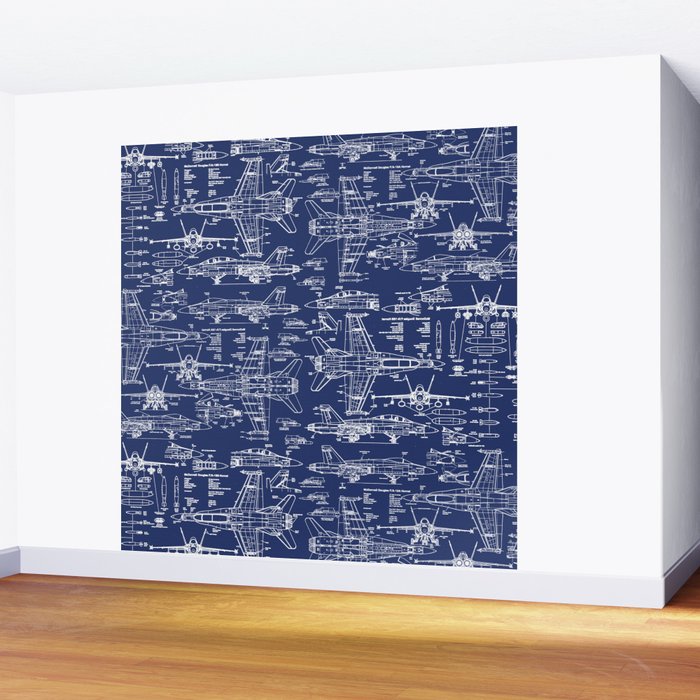 F-18 Blueprints Wall Mural Gallery Image 2