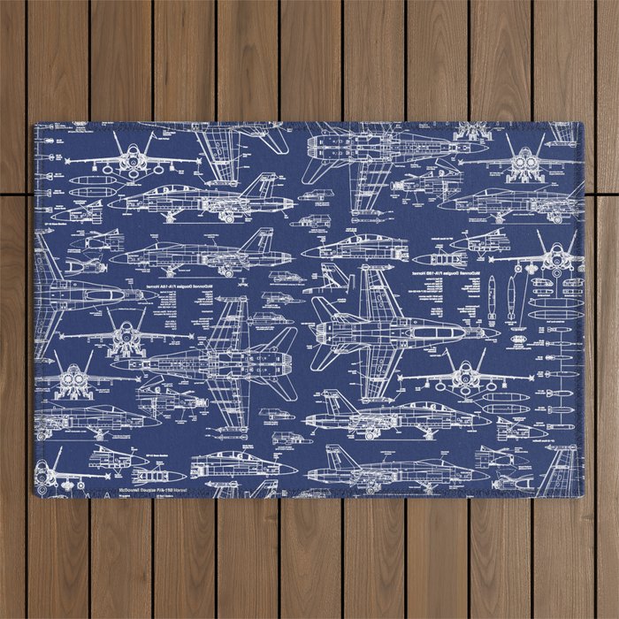 F-18 Blueprints Outdoor Rug Gallery Image 1