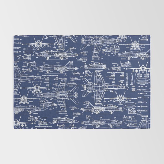 F-18 Blueprints Rug Gallery Image 2