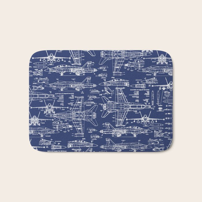 F-18 Blueprints Bath Mat Gallery Image 1