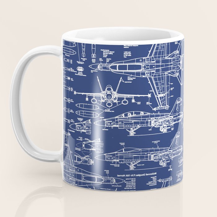 F-18 Blueprints Coffee Mug Gallery Image 3