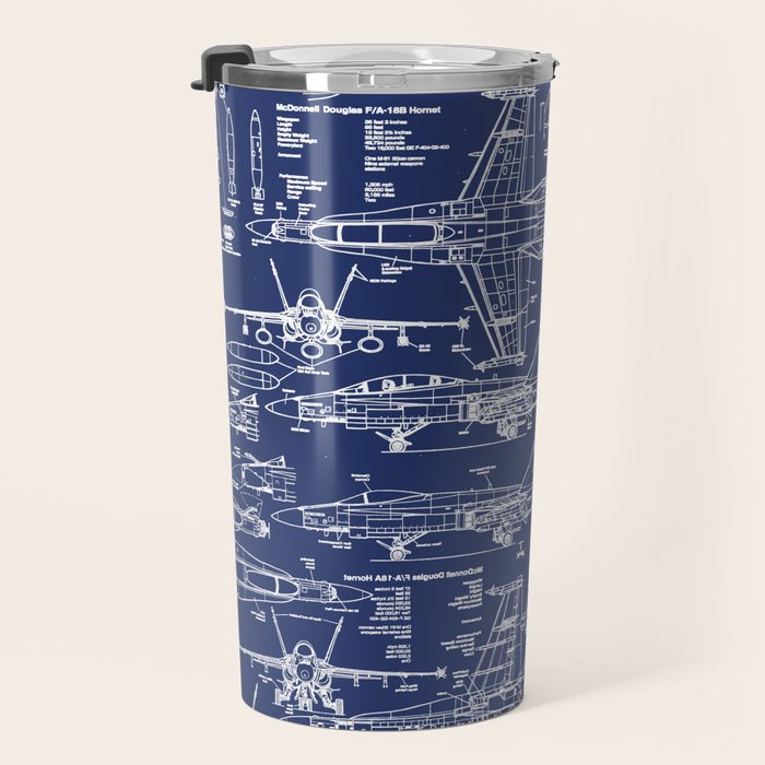 F-18 Blueprints Travel Mug Gallery Image 3