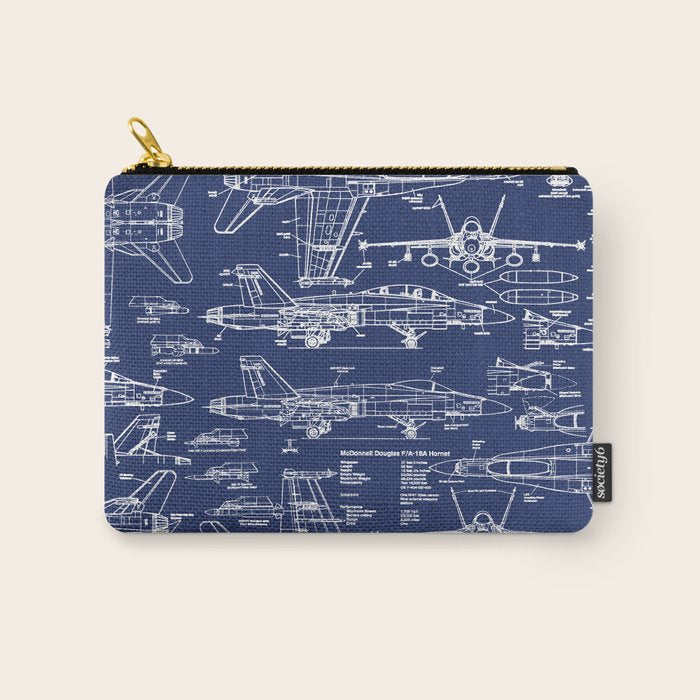F-18 Blueprints Carry All Pouch Gallery Image 1