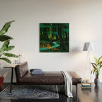 Magical Dark Fantasy Forest Woodblock Wood Wall Art Gallery Image 2
