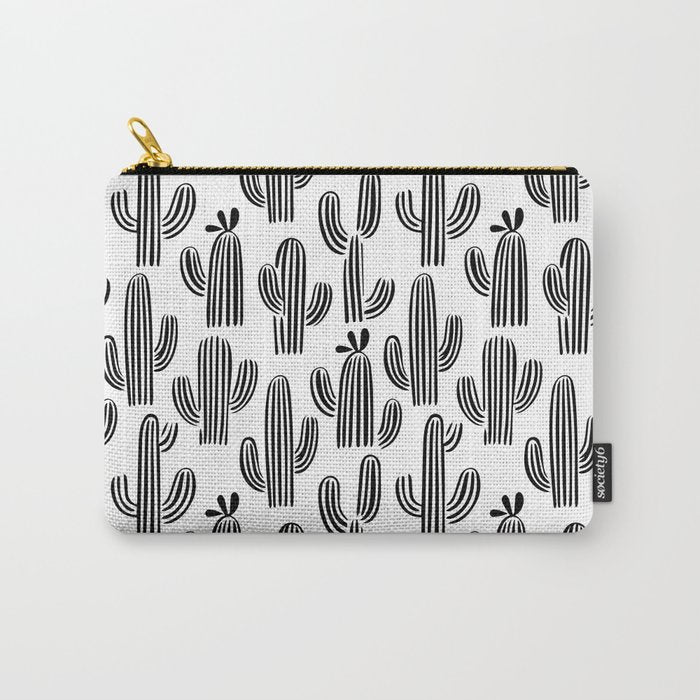 Black and white cactus plant pattern art Carry All Pouch Gallery Image 1