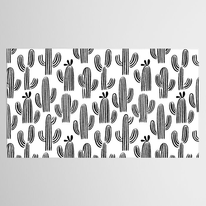 Black and white cactus plant pattern art Tablecloth Gallery Image 2