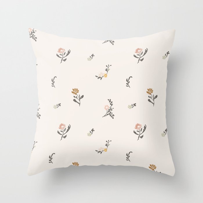 Sweet Pea Ditsy Floral - Pink, Charcoal, Mustard, Sage Throw Pillow Gallery Image 6