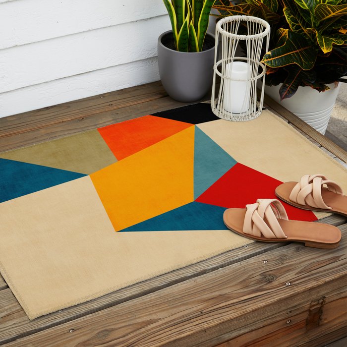 Geometric Colorful Modern Design Outdoor Rug Gallery Image 2