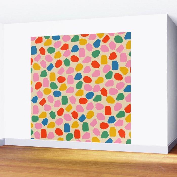 Ink Dot Colourful Mosaic Pattern in Rainbow Pop Colours Wall Mural Gallery Image 2