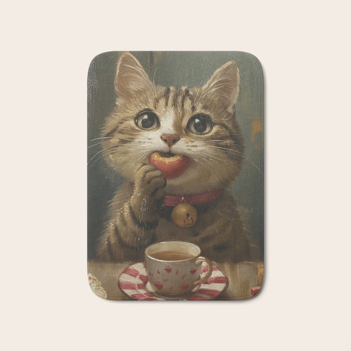 Tea Time Cat IV Bath Mat Gallery Image 1