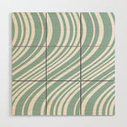 Wavy Stripes XXXVII - Sage Green Wood Wall Art Gallery Image 1