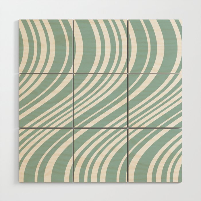 Wavy Stripes XXXVII - Sage Green Wood Wall Art Gallery Image 1