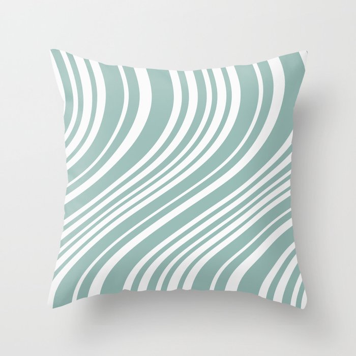 Wavy Stripes XXXVII - Sage Green Throw Pillow Gallery Image 6