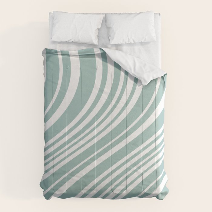 Wavy Stripes XXXVII - Sage Green Comforter Gallery Image 1