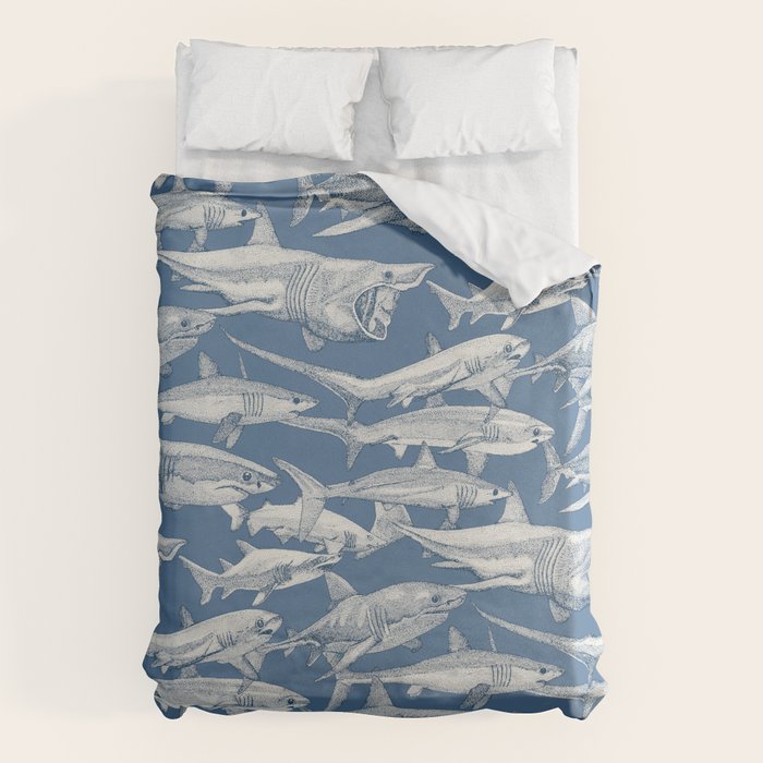 just sharks cobalt denim Duvet Cover Gallery Image 1