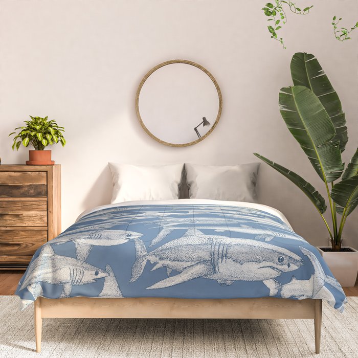 just sharks cobalt denim Comforter Gallery Image 3