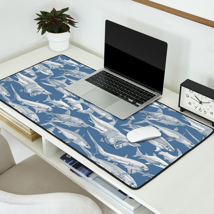 just sharks cobalt denim Desk Mat Gallery Image 2