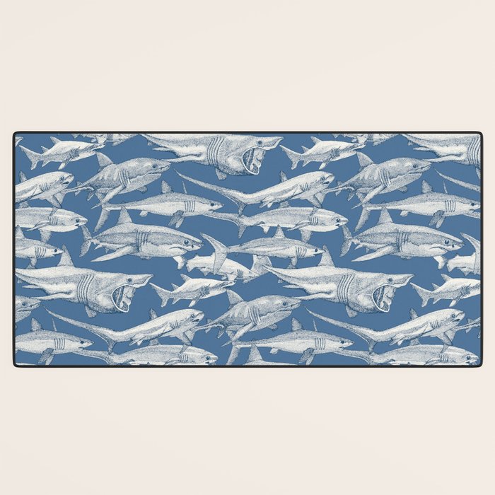 just sharks cobalt denim Desk Mat Gallery Image 3