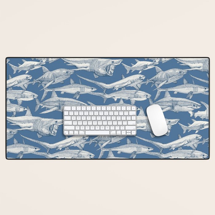 just sharks cobalt denim Desk Mat Gallery Image 1