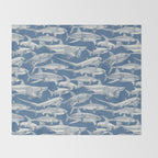 just sharks cobalt denim Throw Blanket Gallery Image 2