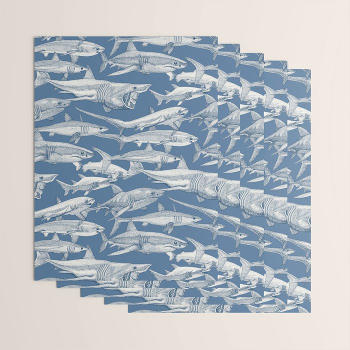 just sharks cobalt denim Wrapping Paper Gallery Image 3