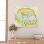 Cat Retro Surf // art by surfy birdy Wall Tapestry Gallery Image 2