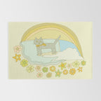 Cat Retro Surf // art by surfy birdy Rug Gallery Image 2