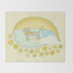 Cat Retro Surf // art by surfy birdy Throw Blanket Gallery Image 2