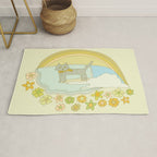 Cat Retro Surf // art by surfy birdy Rug Gallery Image 1