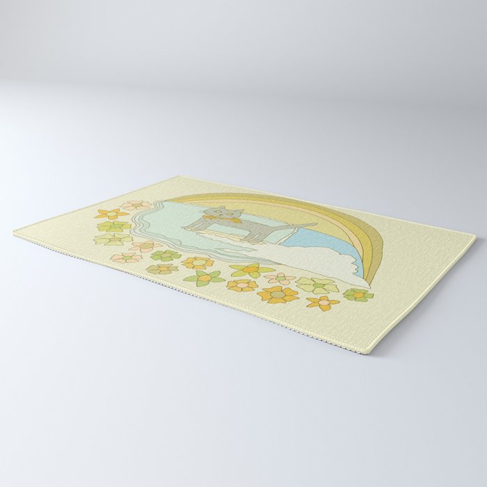 Cat Retro Surf // art by surfy birdy Rug Gallery Image 3