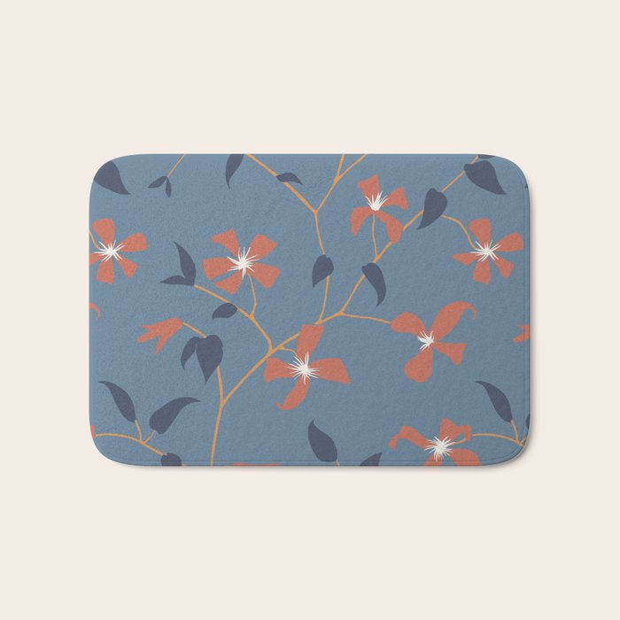 Floral Clematis Vine - Indigo Sunset Bath Mat Gallery Image 1