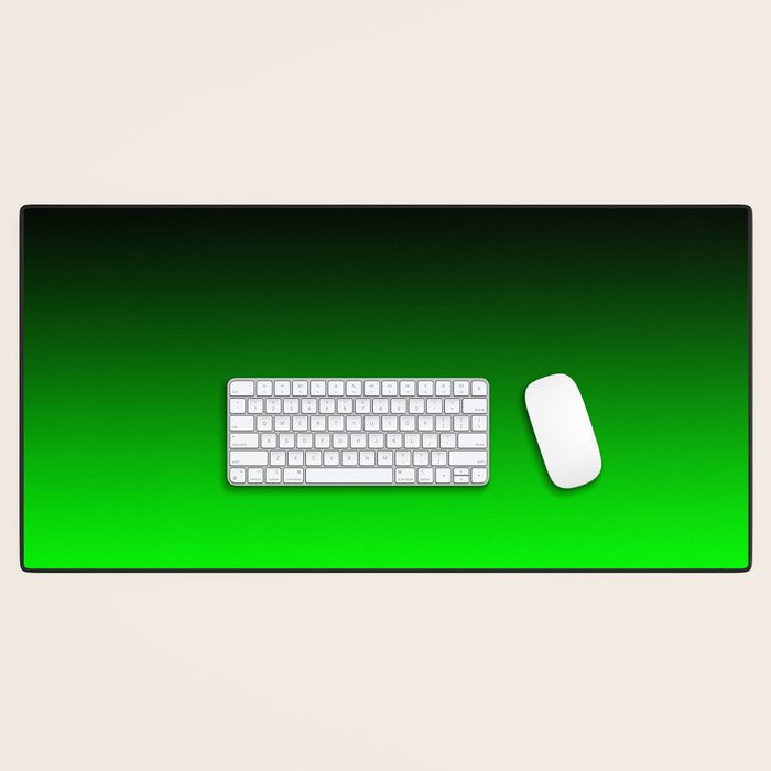 Black Lime Green Neon Nights Ombre Desk Mat Gallery Image 1