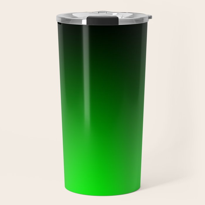 Black Lime Green Neon Nights Ombre Travel Mug Gallery Image 1