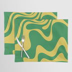 Green and Yellow Retro Liquid Swirl Abstract 2 Placemat Gallery Image 1