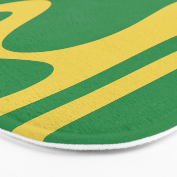 Green and Yellow Retro Liquid Swirl Abstract 2 Bath Mat Gallery Image 3