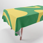 Green and Yellow Retro Liquid Swirl Abstract 2 Tablecloth Gallery Image 1
