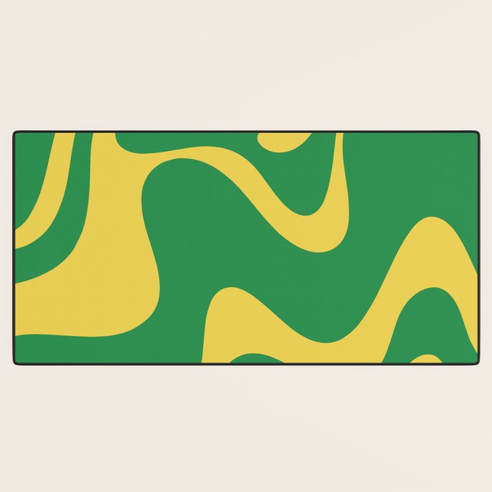 Green and Yellow Retro Liquid Swirl Abstract 2 Desk Mat Gallery Image 3