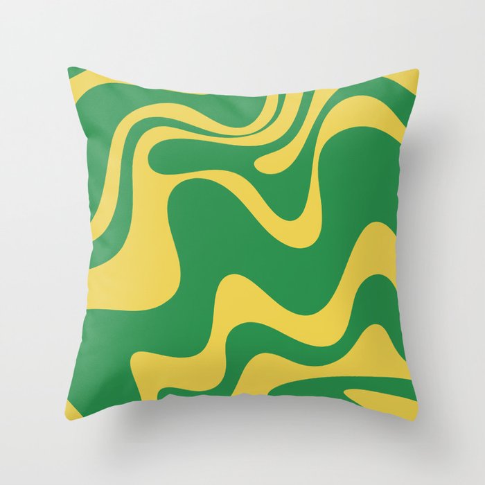 Green and Yellow Retro Liquid Swirl Abstract 2 Throw Pillow Gallery Image 6