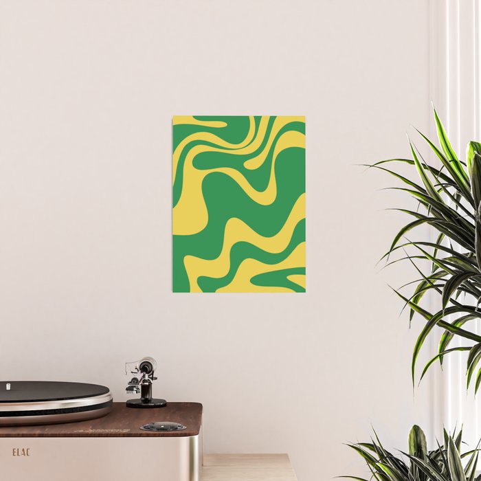 Green and Yellow Retro Liquid Swirl Abstract 2 Poster Gallery Image 2