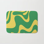 Green and Yellow Retro Liquid Swirl Abstract 2 Bath Mat Gallery Image 1