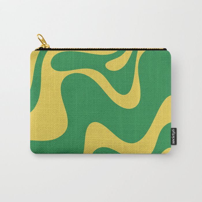 Green and Yellow Retro Liquid Swirl Abstract 2 Carry All Pouch Gallery Image 1
