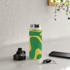 Green and Yellow Retro Liquid Swirl Abstract 2 Water Bottle Gallery Image 4