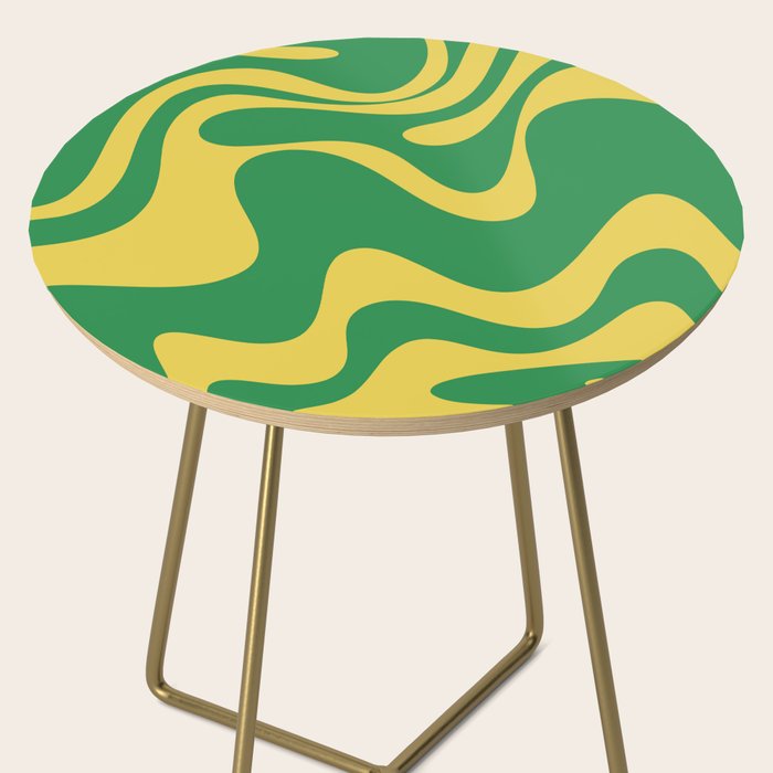 Green and Yellow Retro Liquid Swirl Abstract 2 Side Table Gallery Image 2