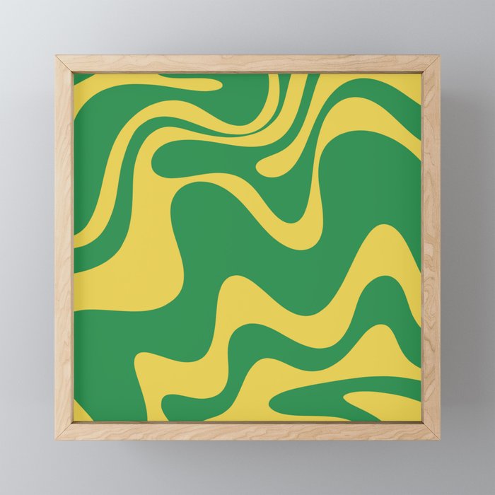 Green and Yellow Retro Liquid Swirl Abstract 2 Mini Art Print Gallery Image 1