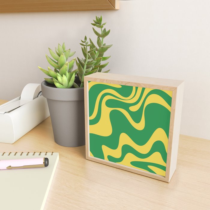 Green and Yellow Retro Liquid Swirl Abstract 2 Mini Art Print Gallery Image 2