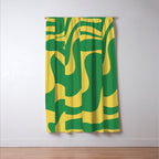 Green and Yellow Retro Liquid Swirl Abstract 2 Window Curtain Gallery Image 3