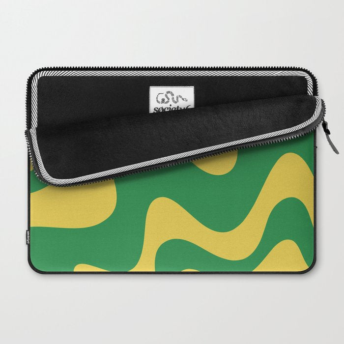 Green and Yellow Retro Liquid Swirl Abstract 2 Laptop Sleeve Gallery Image 2