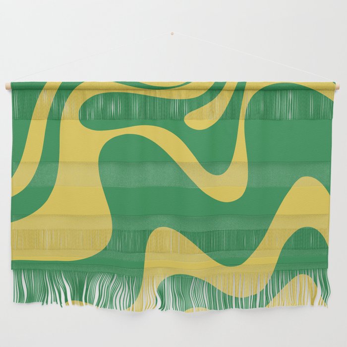 Green and Yellow Retro Liquid Swirl Abstract 2 Wall Hanging Gallery Image 1