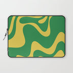 Green and Yellow Retro Liquid Swirl Abstract 2 Laptop Sleeve Gallery Image 1